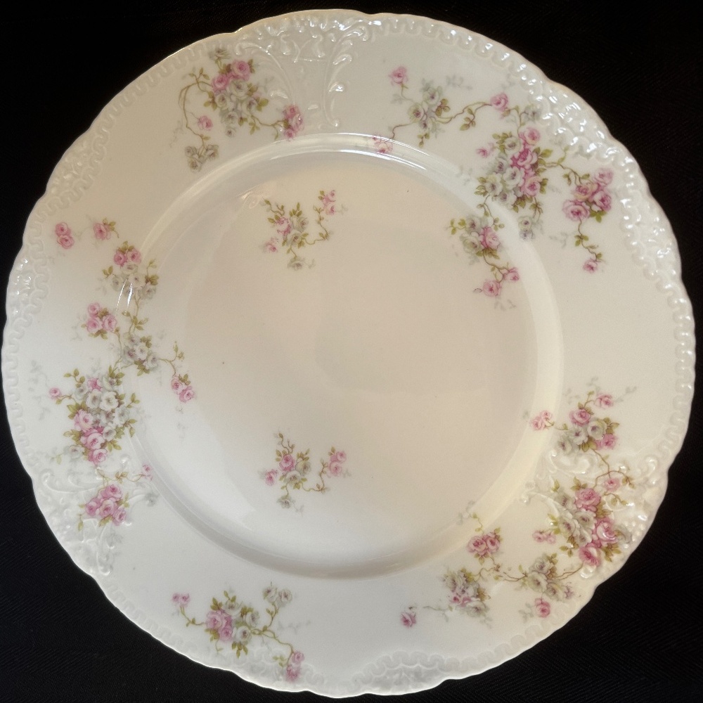 Antique LIMOGES Theodore HAVILAND  9.34” Dinner Plate PINK/BLUE FLORAL SPRAYS